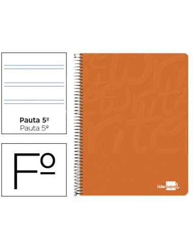 Cuaderno Espiral Liderpapel Folio Write Tapa Blanda 80H 60Gr Pauta 2,5 Mm Con Margen Color Naranja