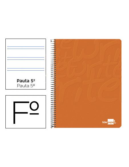 Cuaderno Espiral Liderpapel Folio Write Tapa Blanda 80H 60Gr Pauta 2,5 Mm Con Margen Color Naranja