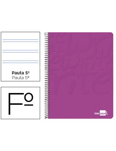 Cuaderno Espiral Liderpapel Folio Write Tapa Blanda 80H 60Gr Pauta 2,5 Mm Con Margen Color Rosa