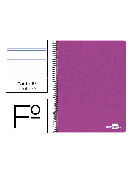 Cuaderno Espiral Liderpapel Folio Write Tapa Blanda 80H 60Gr Pauta 2,5 Mm Con Margen Color Rosa