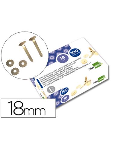 Encuadernadores Liderpapel Latonados Con Arandela 18 Mm Caja De 100 Unidades