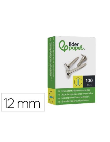 Encuadernadores Liderpapel Niquelados N.0 12 Mm Caja De 100 Unidades