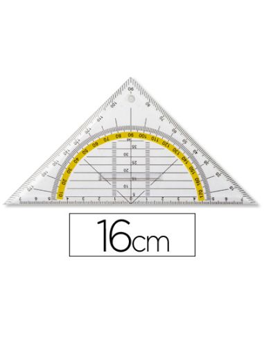 Escuadra Liderpapel Geometria 16 Cm Plastico Cristal Con Pestaña De Sujeccion