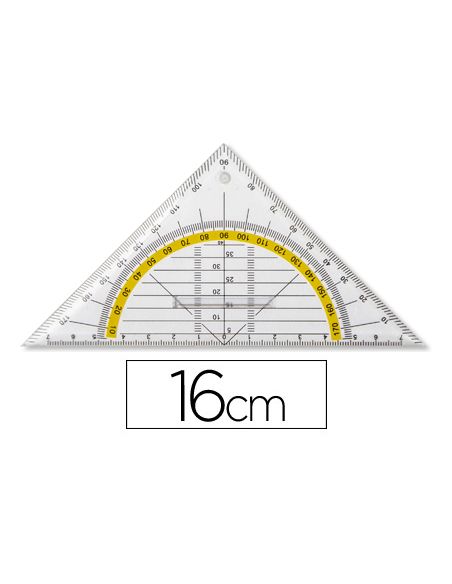 Escuadra Liderpapel Geometria 16 Cm Plastico Cristal Con Pestaña De Sujeccion