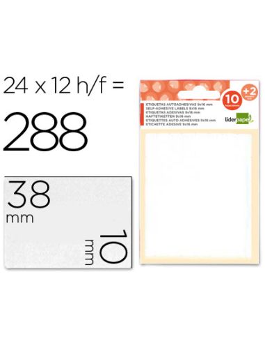 Etiquetas Liderpapel Sobre De 10 H. + 2 H. Obsequio 10X38 Mm -21 Unidades Por Hoja