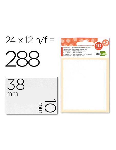 Etiquetas Liderpapel Sobre De 10 H. + 2 H. Obsequio 10X38 Mm -21 Unidades Por Hoja