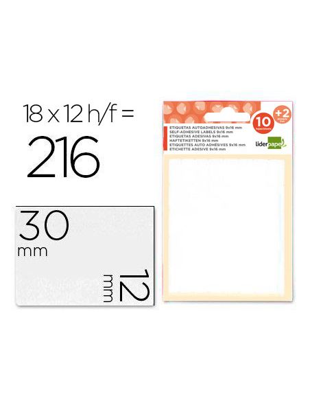 Etiquetas Liderpapel Sobre De 10 H. + 2 H. Obsequio 12X30 Mm -18 Unidades Por Hoja