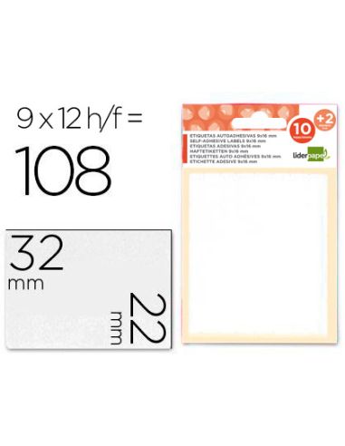 Etiquetas Liderpapel Sobre De 10 H. + 2 H. Obsequio 22X32 Mm -9 Unidades Por Hoja