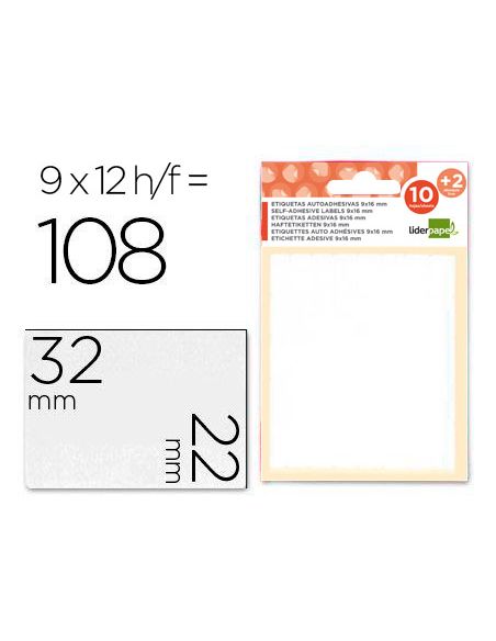 Etiquetas Liderpapel Sobre De 10 H. + 2 H. Obsequio 22X32 Mm -9 Unidades Por Hoja