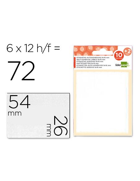 Etiquetas Liderpapel Sobre De 10 H. + 2 H. Obsequio 26X54 Mm -6 Unidades Por Hoja