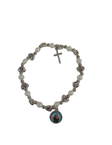 Pulsera Rosario Perla Corazones Maria Auxiliadora
