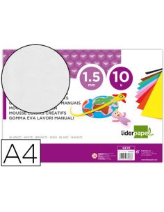 Goma Eva Liderpapel Din A4 60G/M2 Espesor 1,5Mm Blanco Paquete De 10 Hojas