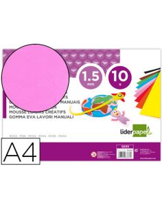 Goma Eva Liderpapel Din A4 60G/M2 Espesor 1,5Mm Rosa Paquete De 10 Hojas