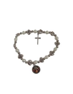 Pulsera Rosario Perla Corazones Virgen Del Pilar