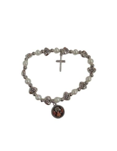 Pulsera Rosario Perla Corazones Virgen Del Pilar