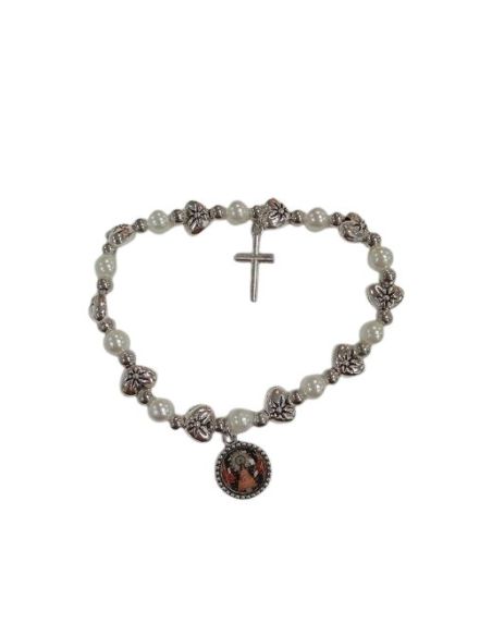Pulsera Rosario Perla Corazones Virgen Del Pilar