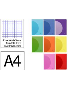 Libreta Liderpapel 360 Tapa De Plastico A4 48 Hojas 90Gr Cuadro 3Mm Con Margen Colores Surtidos