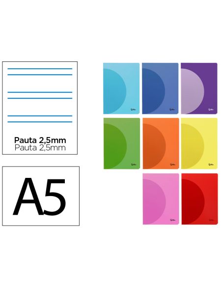 Libreta Liderpapel 360 Tapa De Plastico A5 48 Hojas 90Gr Pauta 5 2,5Mm Con Margen Colores Surtidos