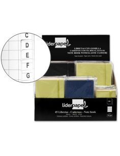 Libreta Liderpapel Simil Piel 120 Hojas 70Gr Cuadro 4Mm + Indice Expositor De 45 Unidades Colores Surtidos