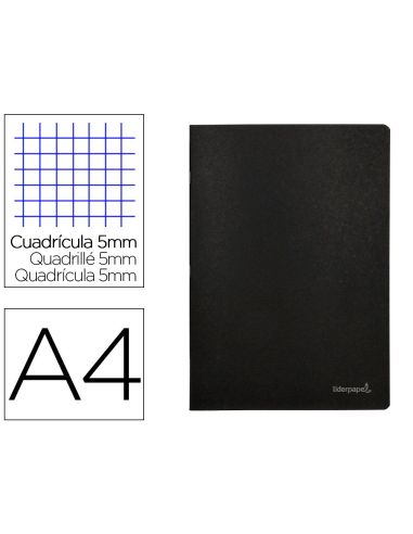 Libreta Liderpapel Tapa Negra A4 80 Hojas 60Gr Cuadro 5Mm Con Doble Margen|Libreriasalesiana