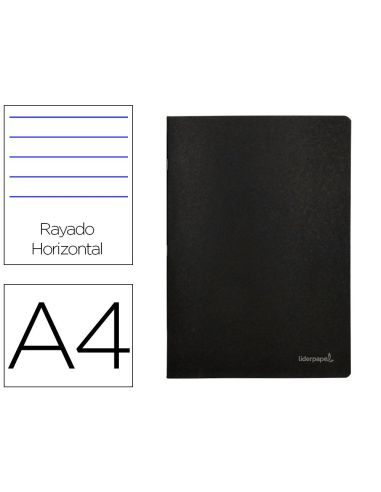 Libreta Liderpapel Tapa Negra A4 80 Hojas 60Gr Horizontal Con Doble Margen|Libreriasalesiana