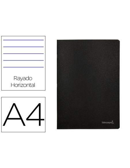 Libreta Liderpapel Tapa Negra A4 80 Hojas 60Gr Horizontal Con Doble Margen|Libreriasalesiana