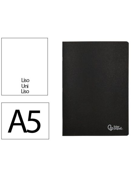 Libreta Liderpapel Tapa Negra A5 80 Hojas 60Gr Liso Con Doble Margen|Libreriasalesiana
