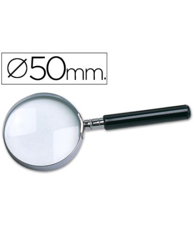 Lupa Q-Connect Cristal Aro Metalico Mango Plastico Negro 50 Mm