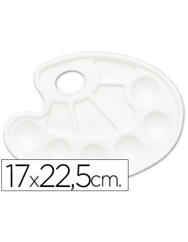 Paleta Plastico Liderpapel Ovalada 10 Huecos Diestros Tamaño 17X22,5Cm