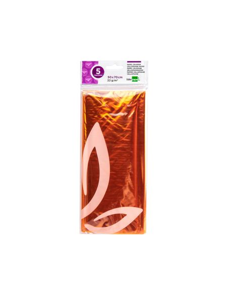 Papel Celofan Liderpapel 50X70 Cm 22G/M2 Bolsa De 5 Hojas Amarillo