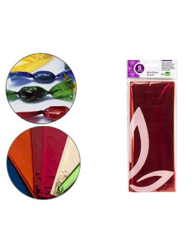 Papel Celofan Liderpapel 50X70 Cm 22G/M2 Bolsa De 5 Hojas Naranja