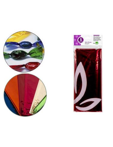 Papel Celofan Liderpapel 50X70 Cm 22G/M2 Bolsa De 5 Hojas Rojo