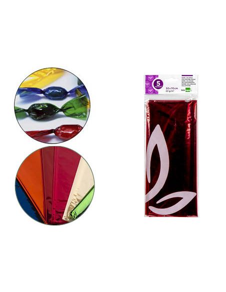 Papel Celofan Liderpapel 50X70 Cm 22G/M2 Bolsa De 5 Hojas Rojo