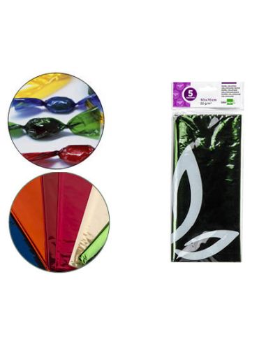 Papel Celofan Liderpapel 50X70 Cm 22G/M2 Bolsa De 5 Hojas Verde