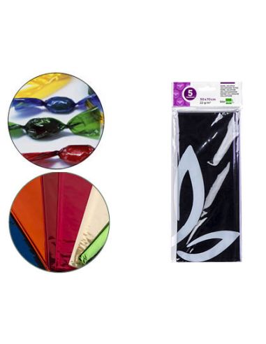 Papel Celofan Liderpapel 50X70 Cm 22G/M2 Bolsa De 5 Hojas Violeta