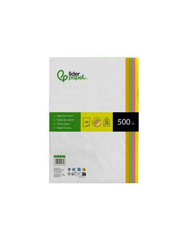 Papel Color Liderpapel Din A4 75 Gr Neon 4 Colores Surtidos Paquete De 500 Hojas