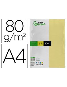 Papel Color Liderpapel A4 80Gr Amarillo Paquete De 100 Hojas