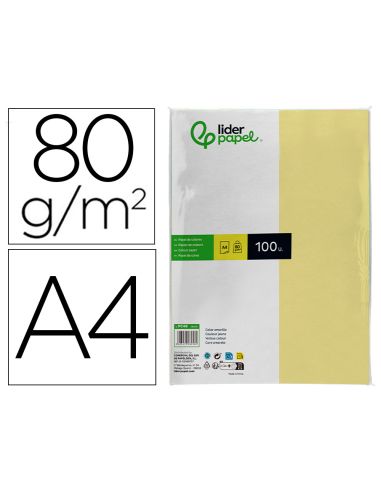 Papel Color Liderpapel A4 80Gr Amarillo Paquete De 100 Hojas