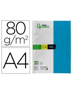 Papel Color Liderpapel A4 80Gr Azul Turquesa Paquete De 100 Hojas