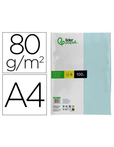 Papel Color Liderpapel A4 80Gr Celeste Paquete De 100 Hojas