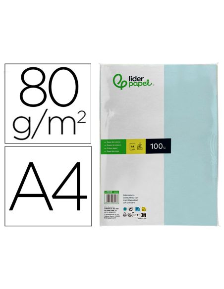 Papel Color Liderpapel A4 80Gr Celeste Paquete De 100 Hojas