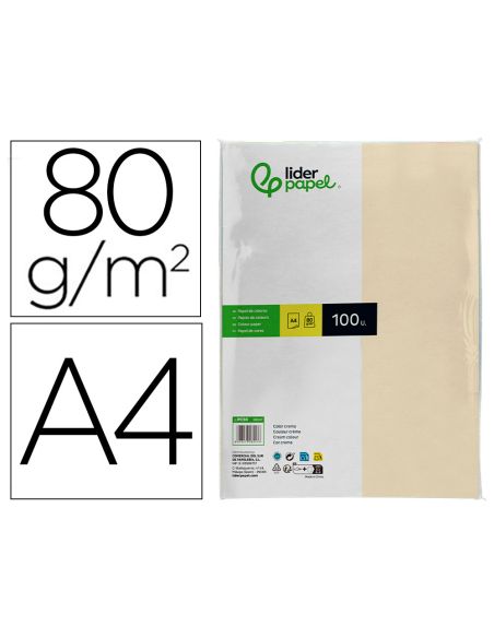 Papel Color Liderpapel A4 80Gr Crema Paquete De 100 Hojas