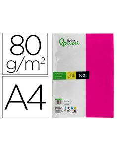 Papel Color Liderpapel A4 80Gr Fucsia Paquete De 100 Hojas