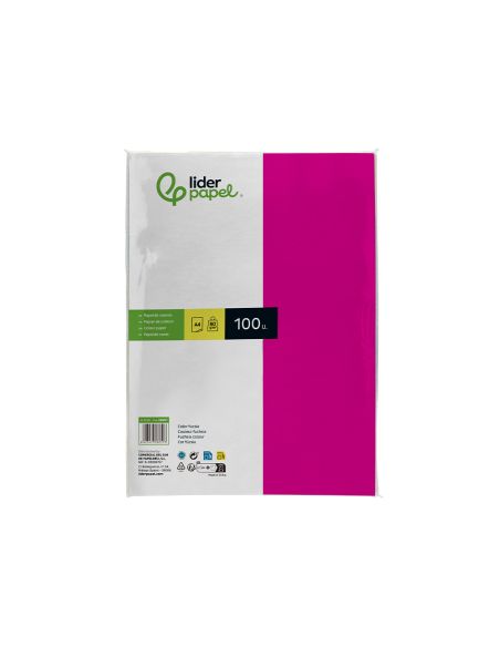 Papel Color Liderpapel A4 80Gr Fucsia Paquete De 100 Hojas