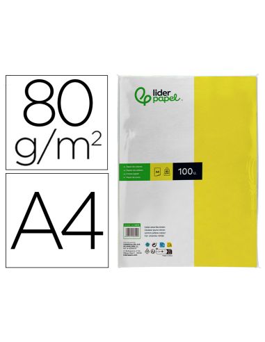 Papel Color Liderpapel A4 80Gr Limon Paquete De 100 Hojas