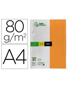 Papel Color Liderpapel A4 80Gr Naranja Paquete De 100 Hojas