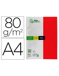 Papel Color Liderpapel A4 80Gr Rojo Paquete De 100 Hojas
