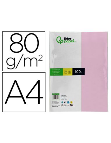 Papel Color Liderpapel A4 80Gr Rosa Paquete De 100 Hojas