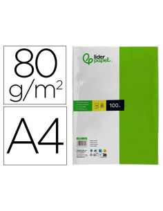 Papel Color Liderpapel A4 80Gr Verde Intenso Paquete De 100 Hojas