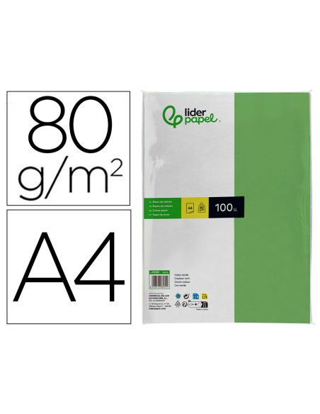 Papel Color Liderpapel A4 80Gr Verde Paquete De 100 Hojas